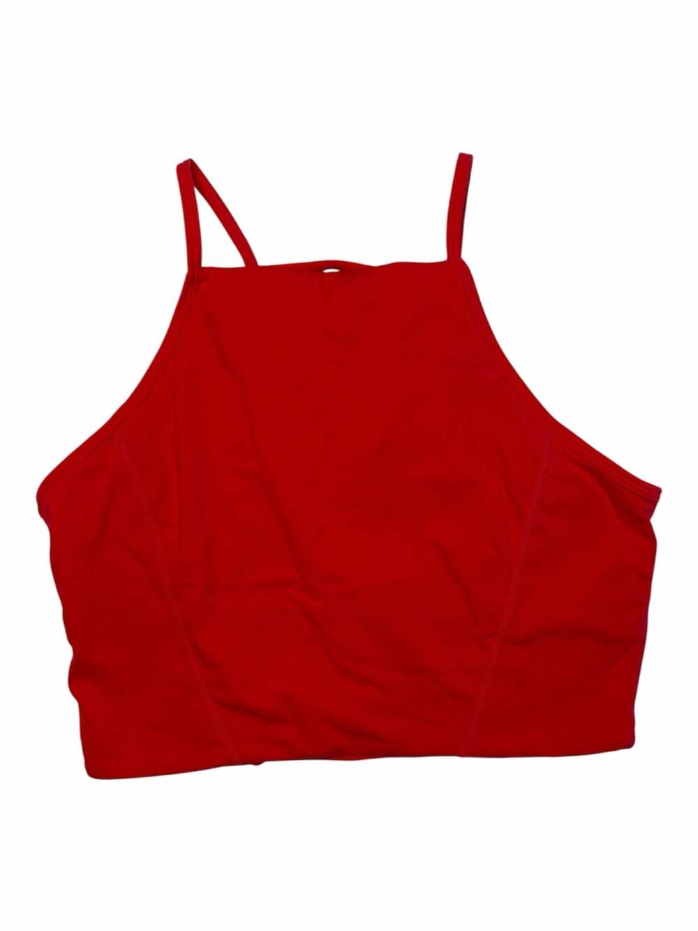 Buffbunny Collection Red High Neck Lace-Up Back Workout Crop Top